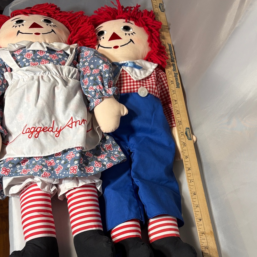 Raggedy Ann and Andy Dolls with Red Hair 80th and 85th birthday 25 inches tall - Picture 15 of 16